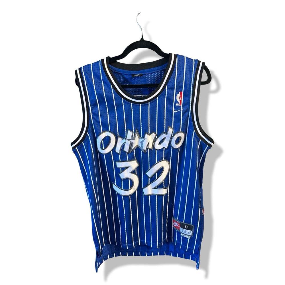 Vintage 90s Nike Shaquille O'Neal Orlando Magic #32 Blue Pinstripe Jersey Size S